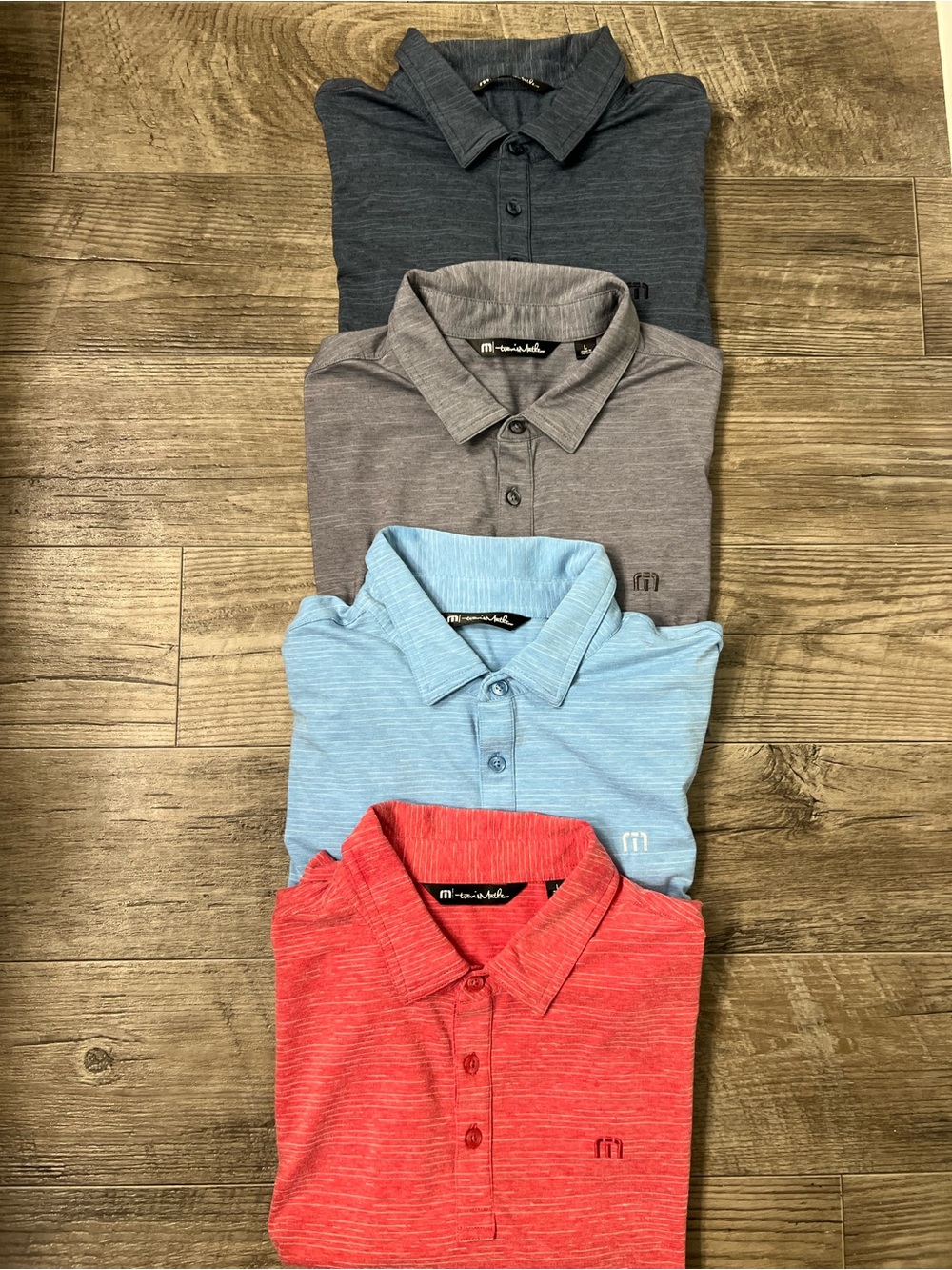 Travis Mathew Men's Polo Lot — Red, Light Blue, Gray, Dark Gray